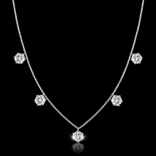 Collier Tennis Moissanite 2.5-5CT Argent 925 Sterling - Sertissage Bezel 5-6.5mm - Bijou Femme Luxe