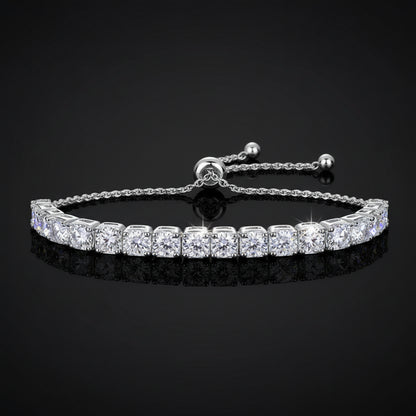 Bracelet Tennis Moissanite 1.8ct-9ct - Argent 925 Plaqué Or Blanc 18K -5mm- Bracelet Ajustable Femme