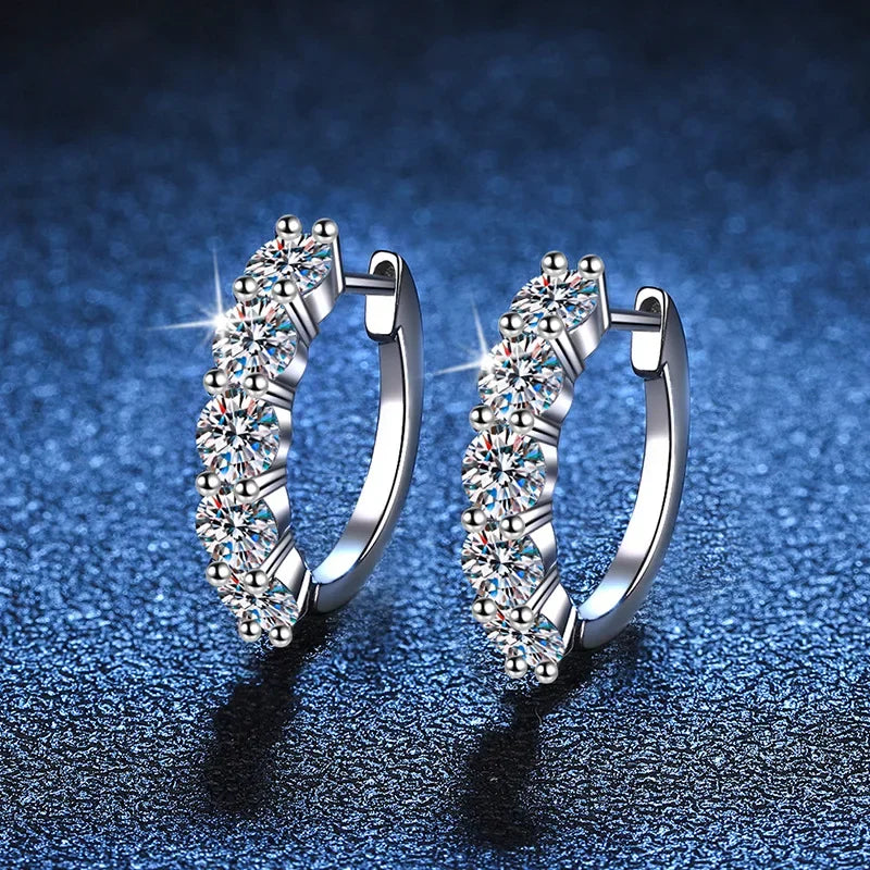 925 Sterling Silver Moissanite Hoop Earrings 4mm - Women's Wedding Earrings