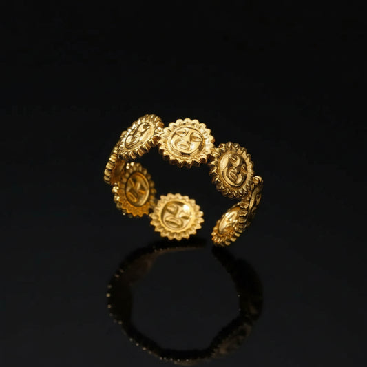 Bague Large Géométrique Acier Inoxydable Doré - Bijou Minimaliste Femme