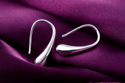 Boucles d'Oreilles Créoles Goutte d'Eau Argent 925 - Bijou Mariage Femme Élégant