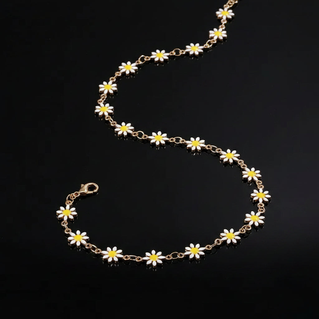 Collier Ras-de-Cou Marguerite Fleurie – Plaqué Argent