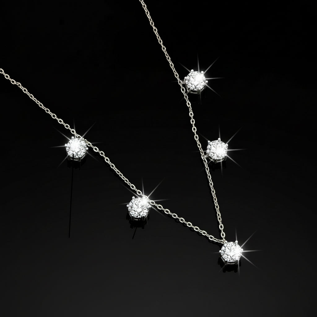 Collier Tennis Moissanite 2.5-5CT Argent 925 Sterling - Sertissage Bezel 5-6.5mm - Bijou Femme Luxe