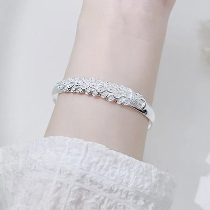 925 Sterling Silver Peacock Opening Screen Bracelet For Women Luxury Designer Texture Open Bracelets Party Original Jewelry Gift un titre