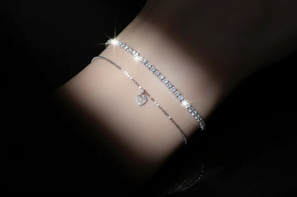 Lot de 6 Bracelets Femme Argent 925 Strass - Charme Ciel Étoilé Coréen Luxe