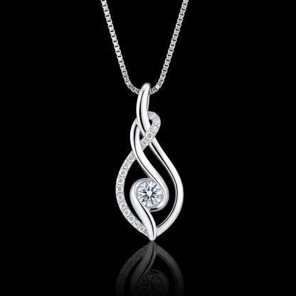 Collier Moissanite Argent 925  - Pendentif Torsadé Choker Certifié GRA Femme