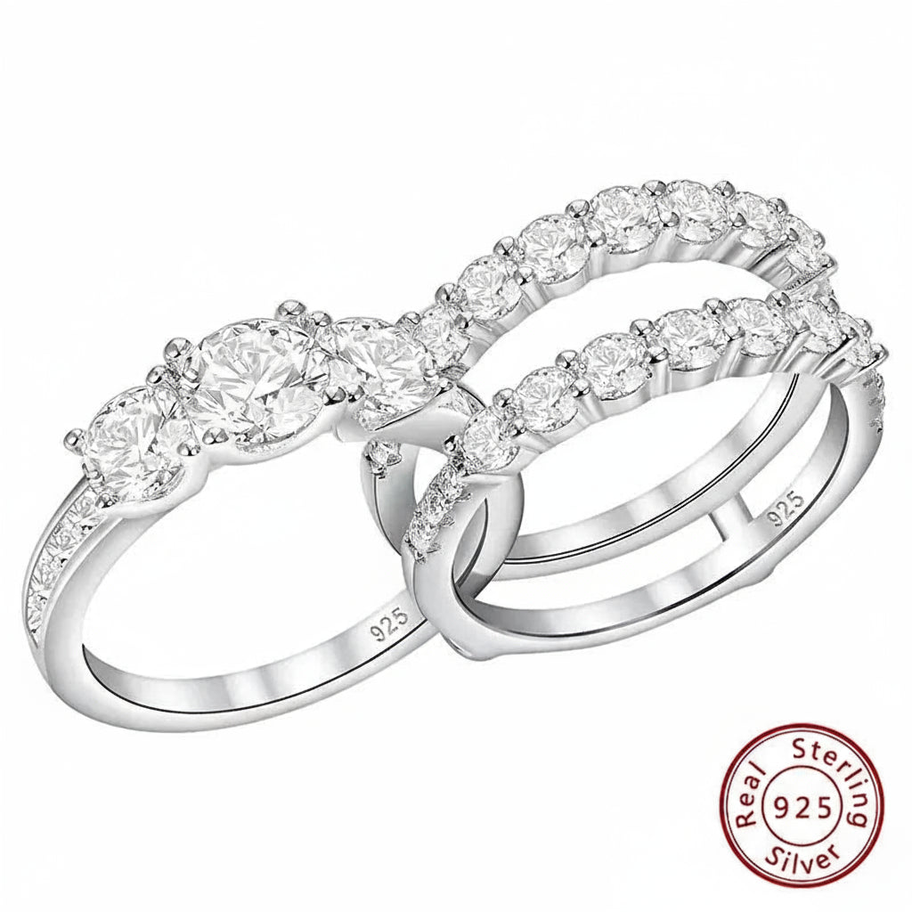 Newshe Wedding Band in 925 Sterling Silver with AAAAA Cubic Zirconia, Women's Wedding Jewelry