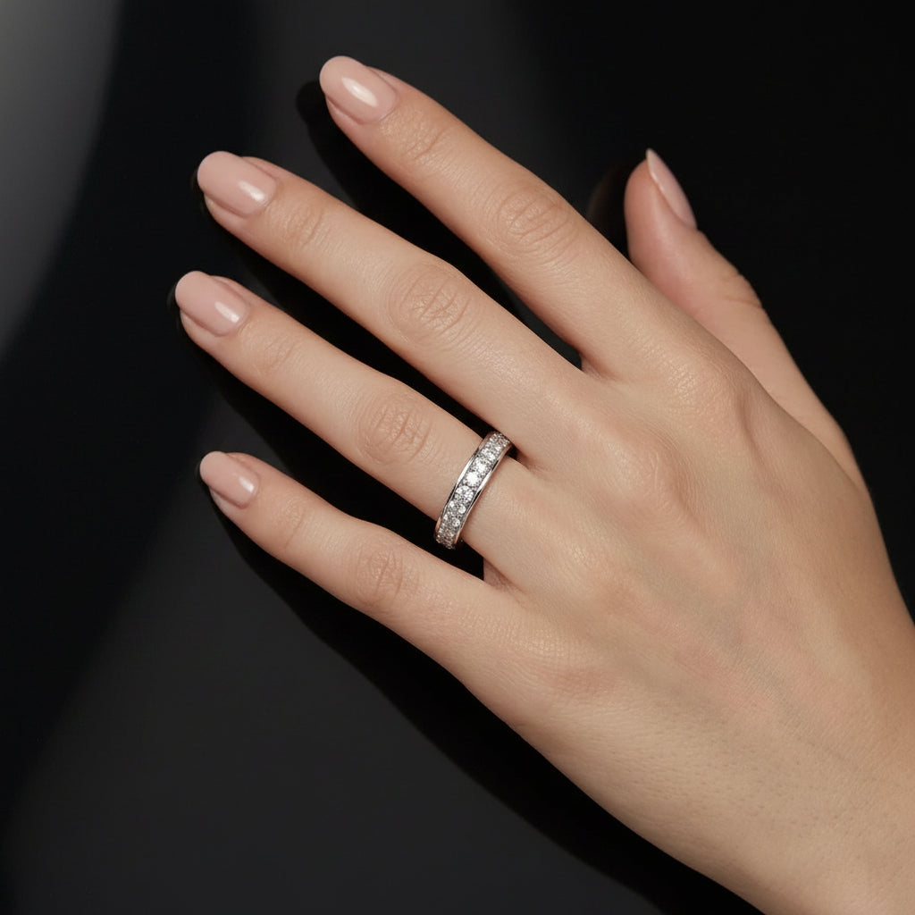 Alliance Éternité Rangée Complète — Moissanite D VVS1 0,84ct | Argent 925 | Serti Canal