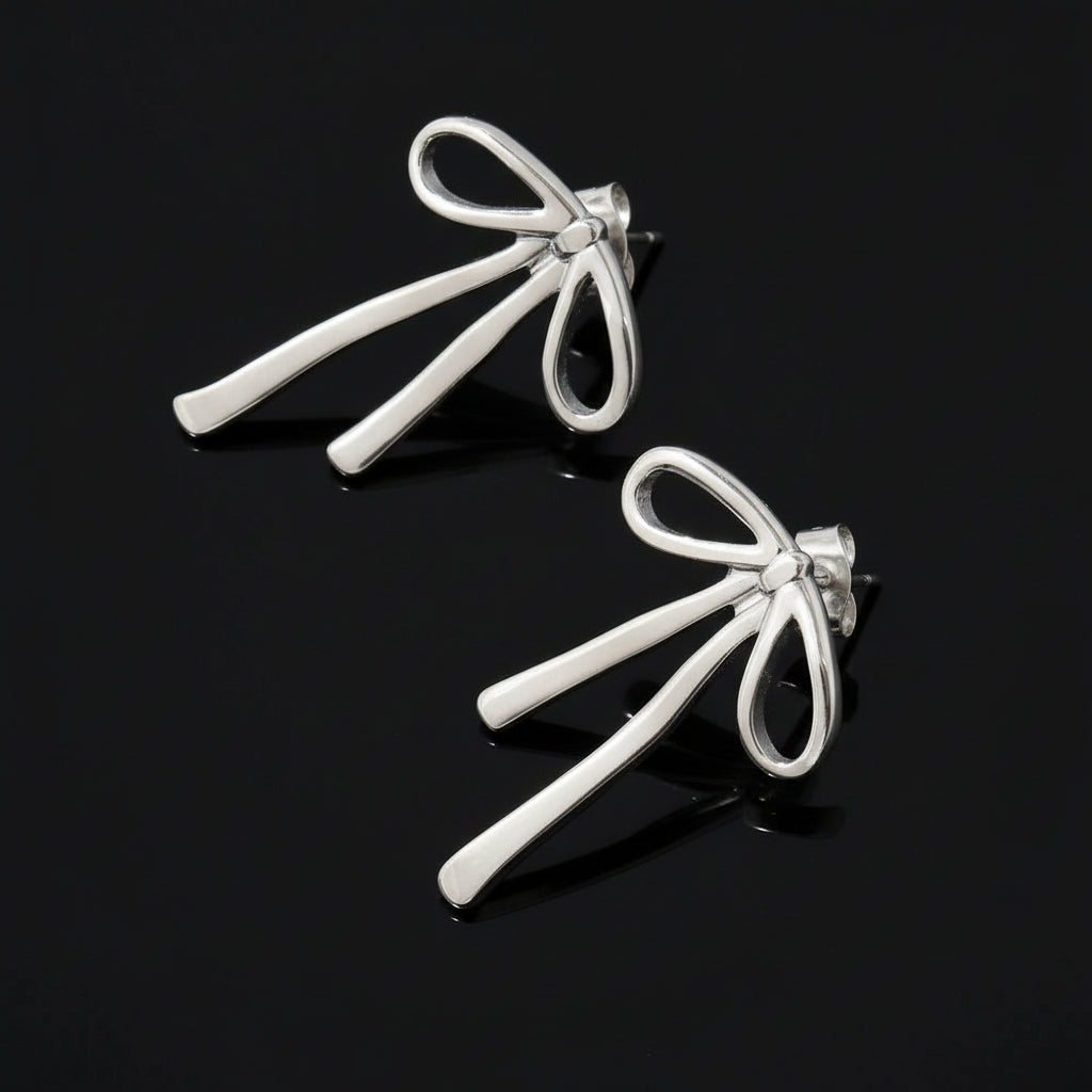 Boucles d'Oreilles Puces Nœud Papillon inoxydable 316L - Waterproof Statement Femme