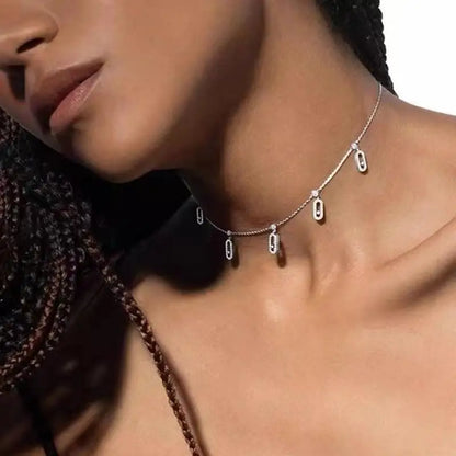 Zircon O-Shaped Pendant Necklace - Gold Plated