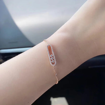 MOVE Sliding Stone Bracelet in 925 Sterling Silver - Elegant Women's Jewelry Valentine's Day Gift