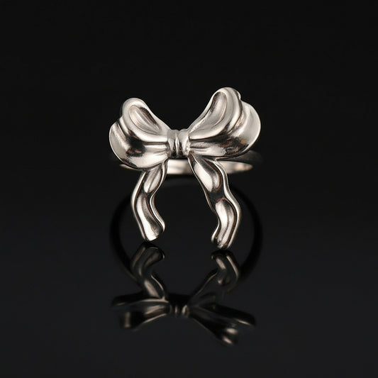 Bague Nœud Papillon Acier Inoxydable Légère - Style Vintage Luxe Élégant Femme