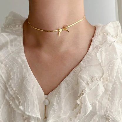 Minimalist Knot Choker Necklace, 18k Gold Plated