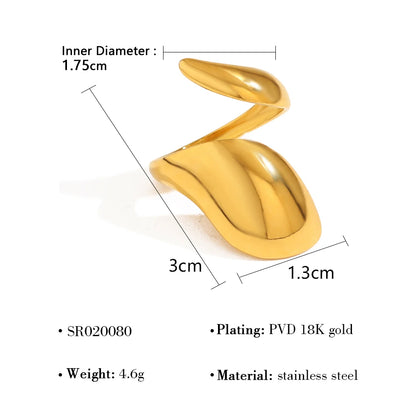 Bague Sculptée Dorée – Acier Inoxydable Plaqué Or 18K