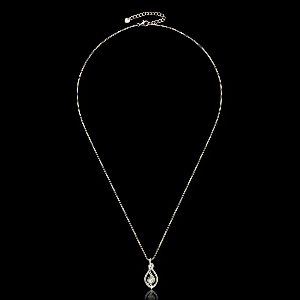 Collier Moissanite 0.43ct  Plaqué Or 18K - Pendentif Torsadé Choker Certifié GRA
