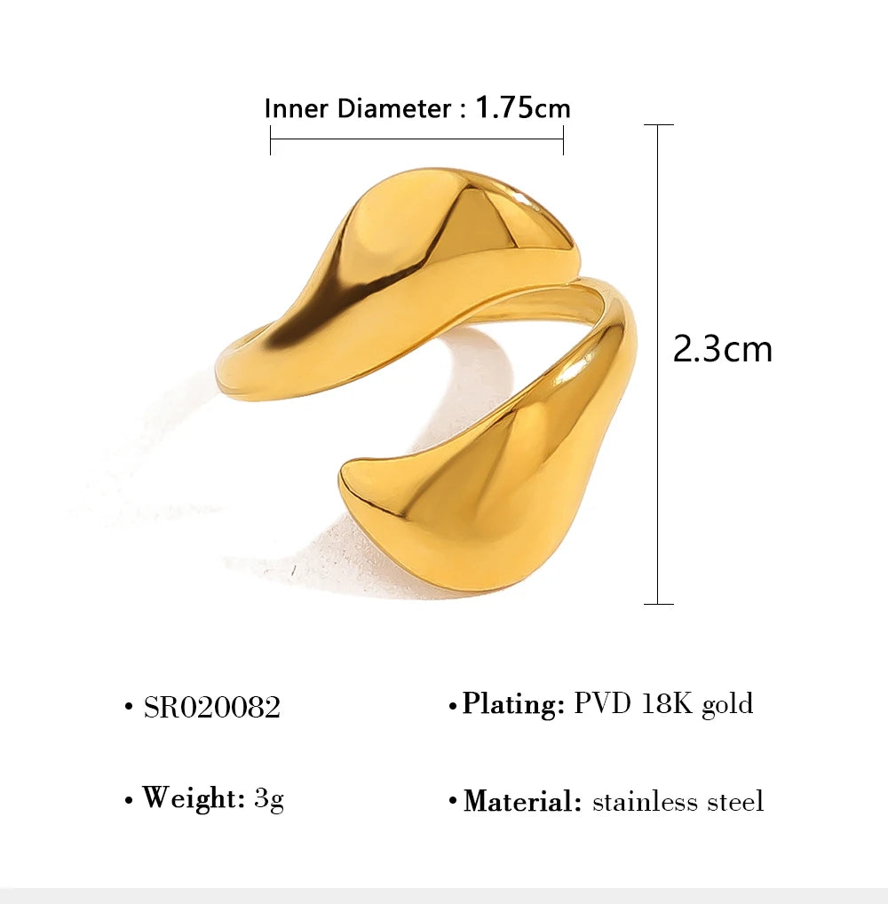 Bague Sculptée Dorée – Acier Inoxydable Plaqué Or 18K