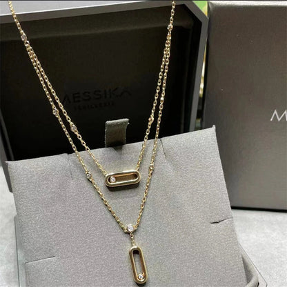 Zircon O-Shaped Pendant Necklace - Gold Plated