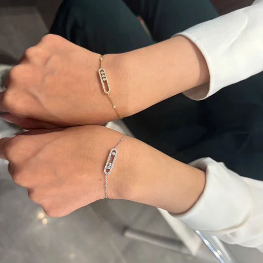 MOVE Sliding Stone Bracelet in 925 Sterling Silver - Elegant Women's Jewelry Valentine's Day Gift