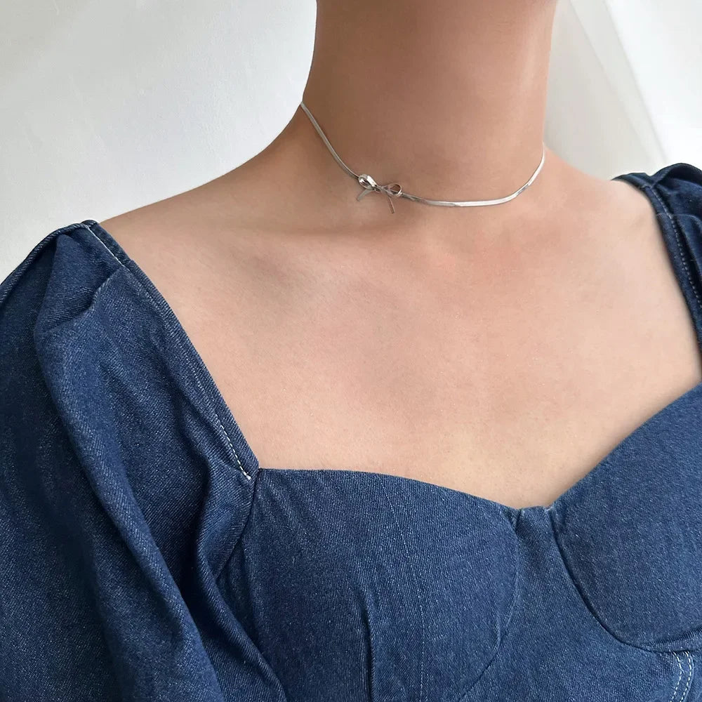 Minimalist Knot Choker Necklace, 18k Gold Plated