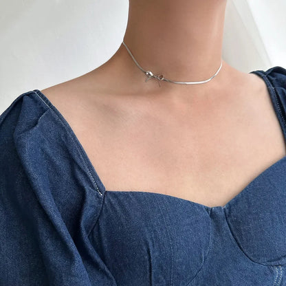 Minimalist Knot Choker Necklace, 18k Gold Plated