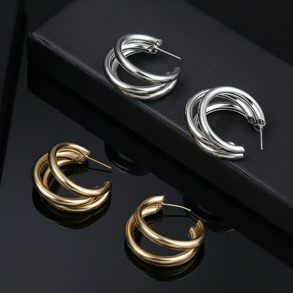 Créoles Acier Inoxydable Larges - Boucles d'Oreilles Rondes Tendance Femme