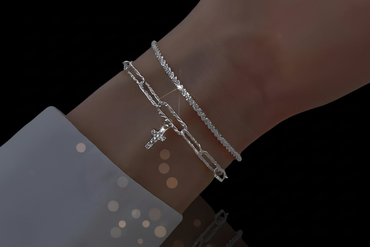 Lot de 6 Bracelets Femme Argent 925 Strass - Charme Ciel Étoilé Coréen Luxe