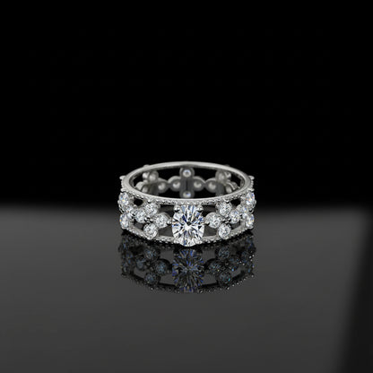 Bague Éternité Trèfle 4 Feuilles Moissanite 1ct - Platine Pt950 Or Blanc 18k