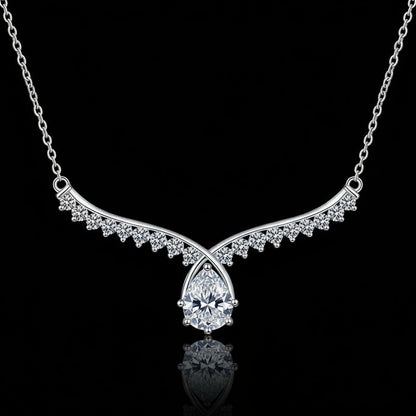 925 Sterling Silver Angel Wings Necklace - Moissanite Pendant for Women