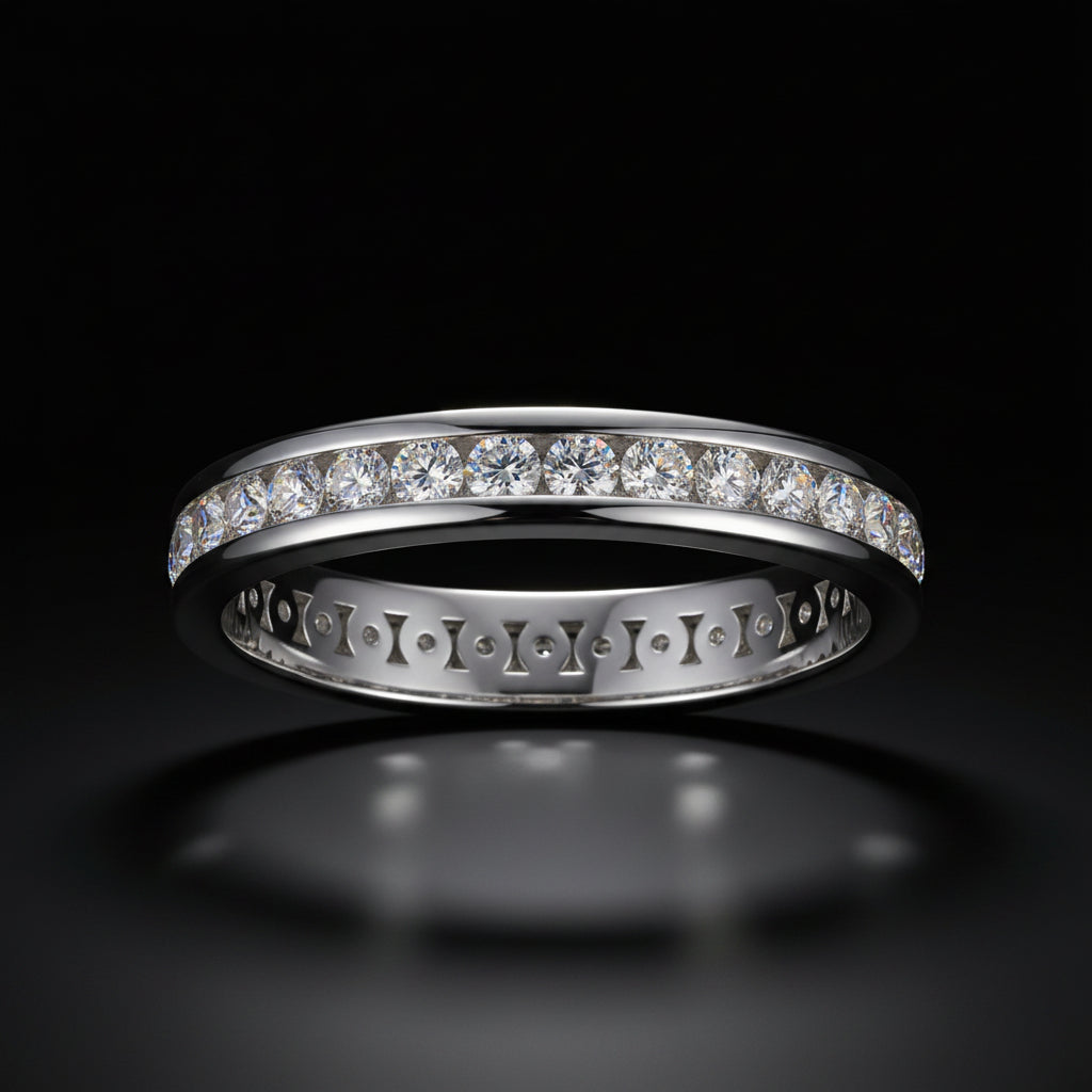 Alliance Éternité Rangée Complète — Moissanite D VVS1 0,84ct | Argent 925 | Serti Canal