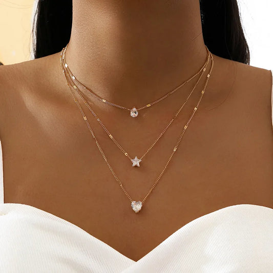 Sparkling Crystal Multi-Row Necklace