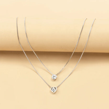 Water Drop Pendant Chain Smooth Long Chain Necklace Double Layer Water Drop Pendant Necklace for Women Fashion Jewelry Set Gifts