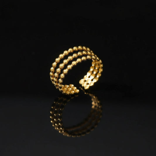 Bague Large Géométrique Acier Inoxydable Doré - Bijou Minimaliste Femme