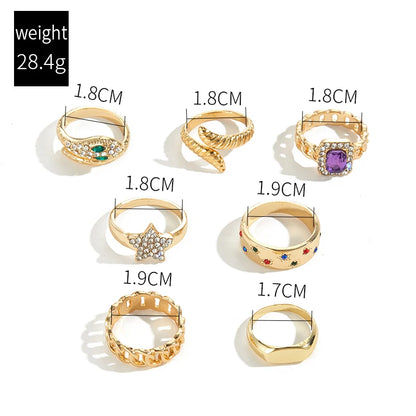 Celestial Stacking Rings Kit Gold Tone Stackable Rings Set Boho Chunky Rings for Women Trendy Boho Statement Jewelry Gift