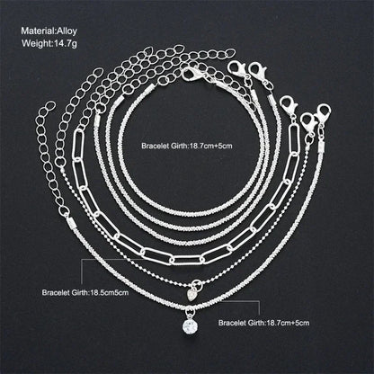 Lot de 6 Bracelets Femme Argent 925 Strass - Charme Ciel Étoilé Coréen Luxe