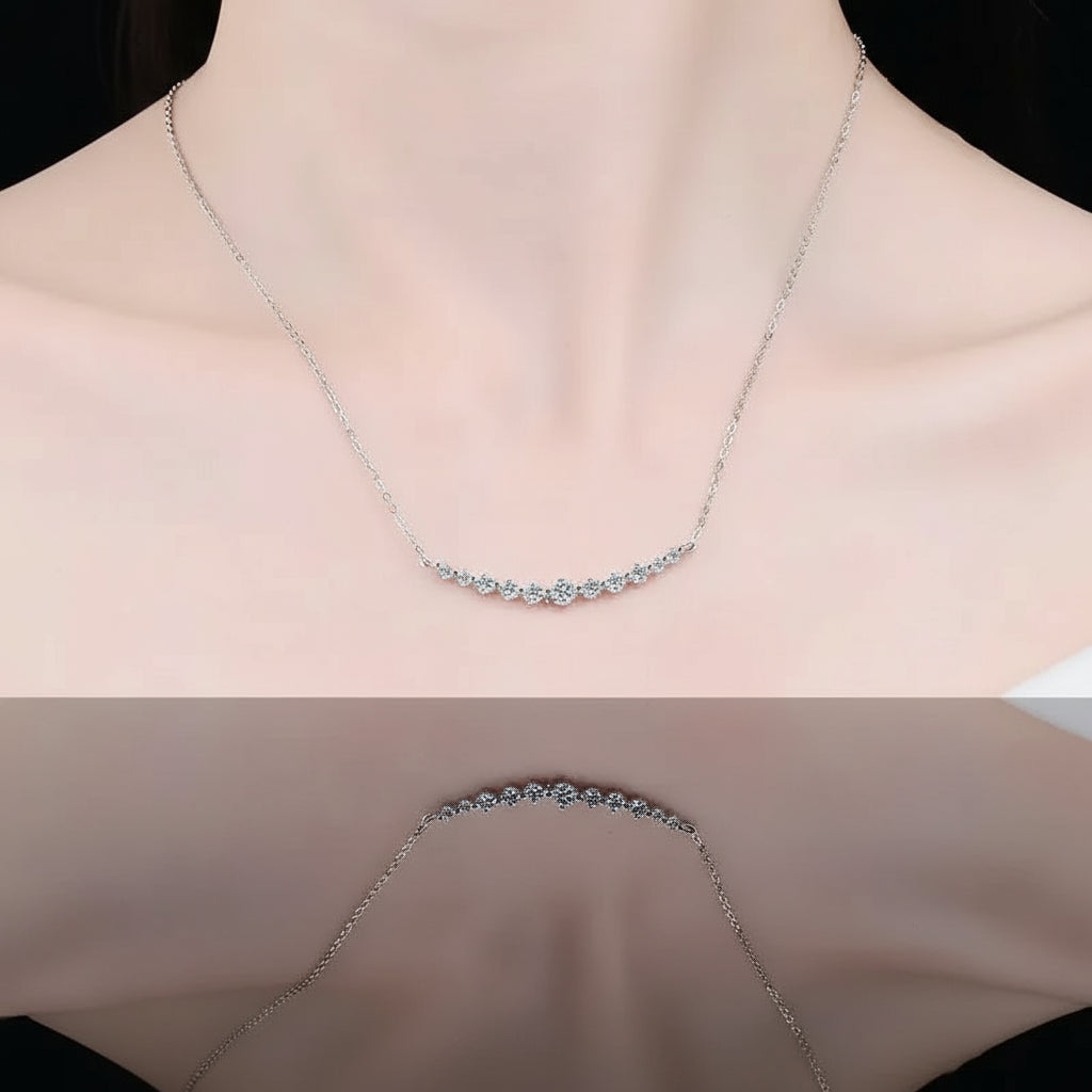 925 Sterling Silver Moissanite Necklace 1.1ct - Sparkling Pendant for Women, GRA Certified