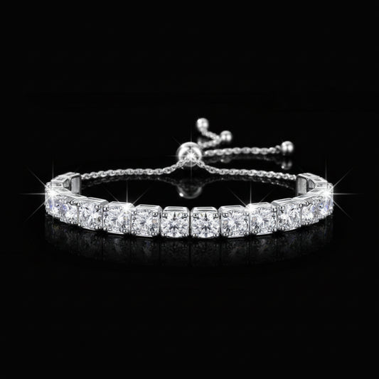 Bracelet Tennis Moissanite 1.8ct-9ct - Argent 925 Plaqué Or Blanc 18K -5mm- Bracelet Ajustable Femme