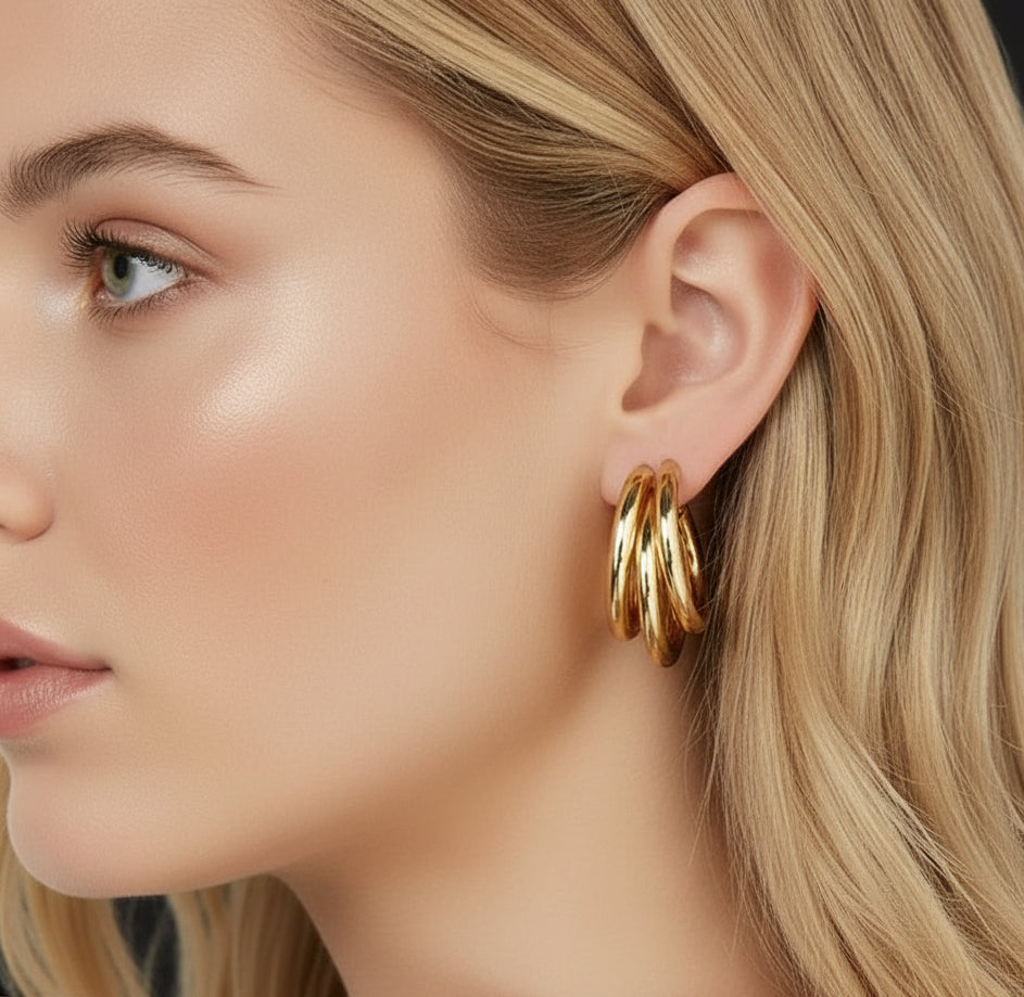 Créoles Acier Inoxydable Larges - Boucles d'Oreilles Rondes Tendance Femme