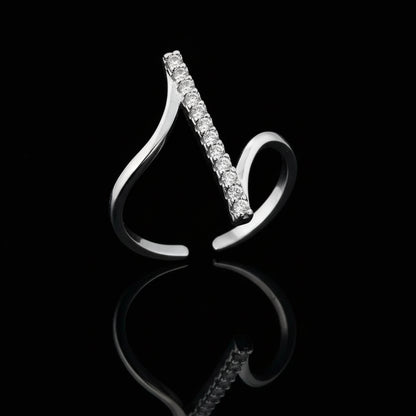 Geometric Zircon Ring - Stainless Steel Gold and Silver Adjustable