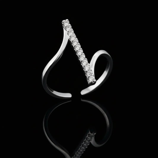 Geometric Zircon Ring - Stainless Steel Gold and Silver Adjustable