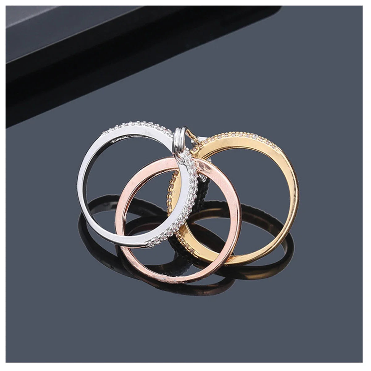 Three-Layer Pin Design Ring - Elegant Women's Jewelry Valentine's Day Gift