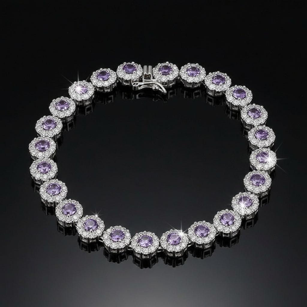 925 Sterling Silver Plated Tennis Bracelet - Cubic Zirconia Crystal - Elegant Women's Jewelry
