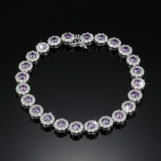 925 Sterling Silver Plated Tennis Bracelet - Cubic Zirconia Crystal - Elegant Women's Jewelry