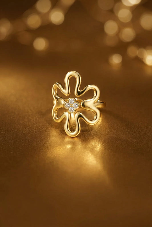 Stainless Steel Statement Rings Flower Casual Daily Simple Series Women's jewelry