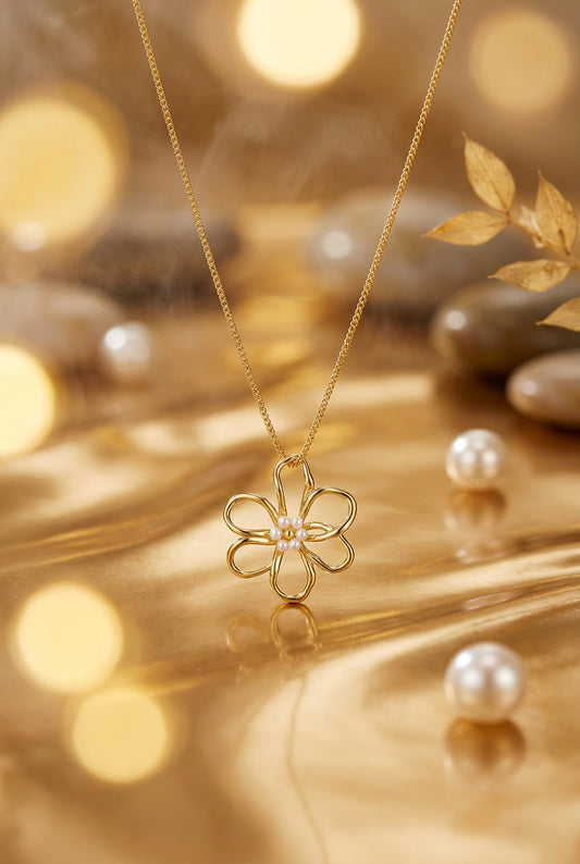 Stainless Steel Long Necklaces Flower Casual Daily Simple Series Women's jewelry
