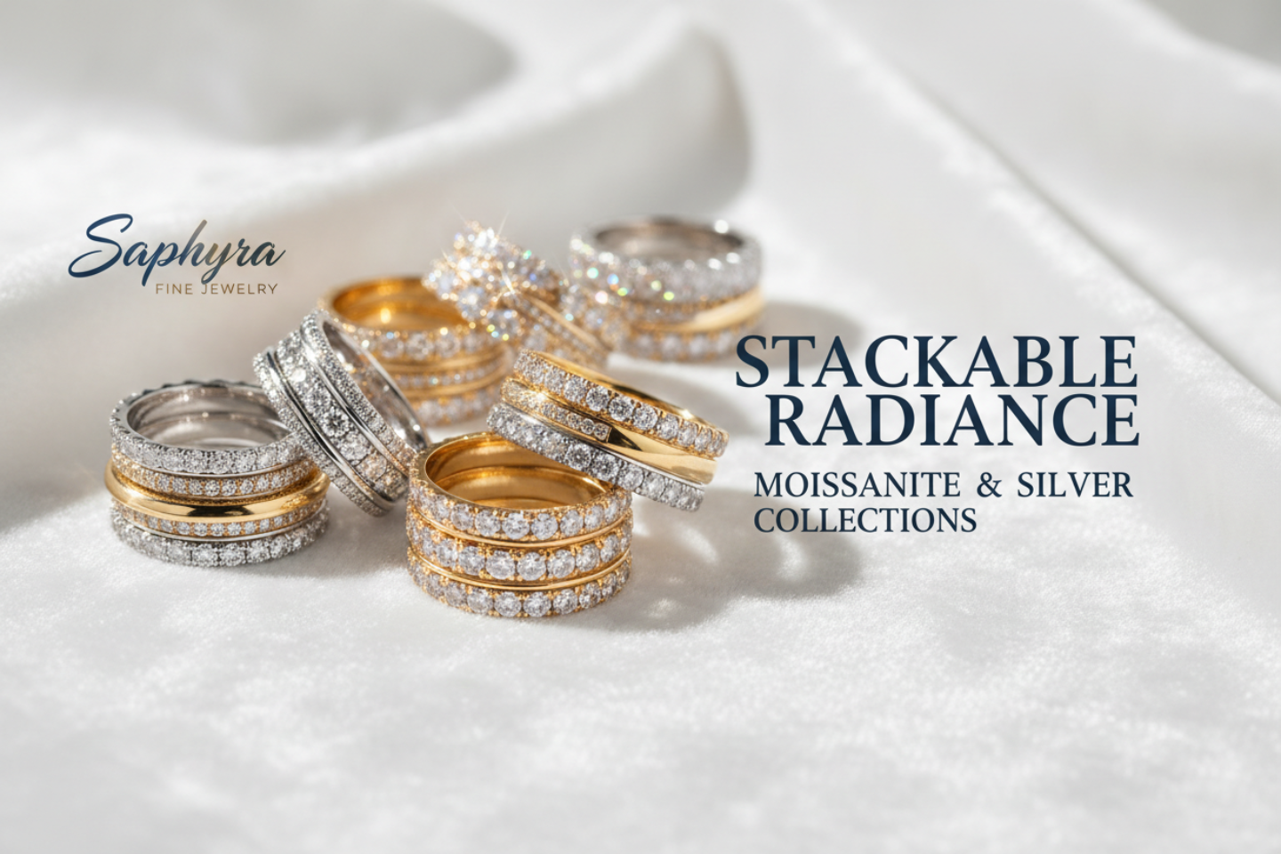 Bannière bagues empilables Saphyra