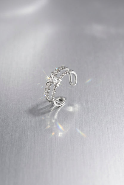 Double adjustable ring with stones